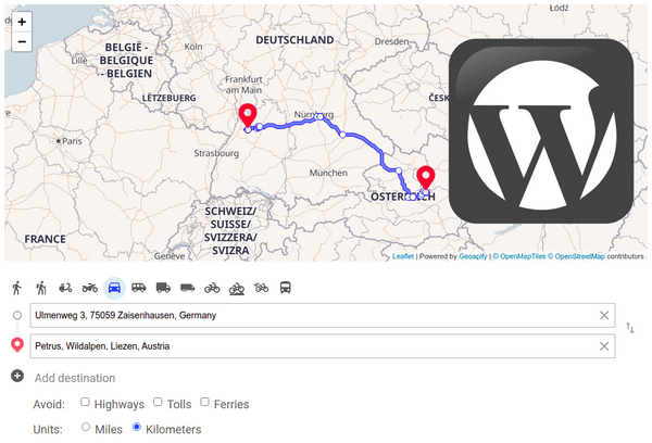 Build routes and directions with WordPress website