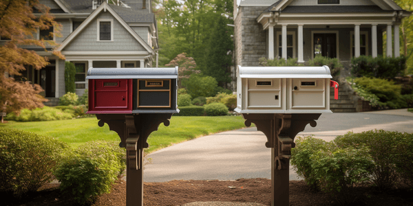 The AI-generated image shows a US-style curbside letterboxes