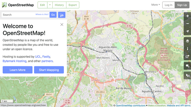 OpenStreetMap main page