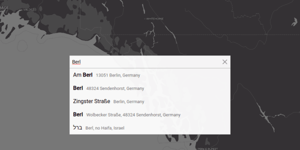 Address suggestions from the dropdown list