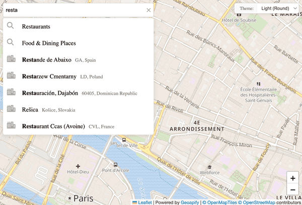 Category search button in the autocomplete dropdown