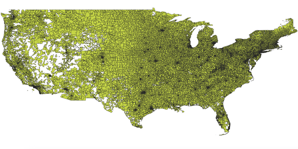 Visual representation of ZIP codes boundaries on a map