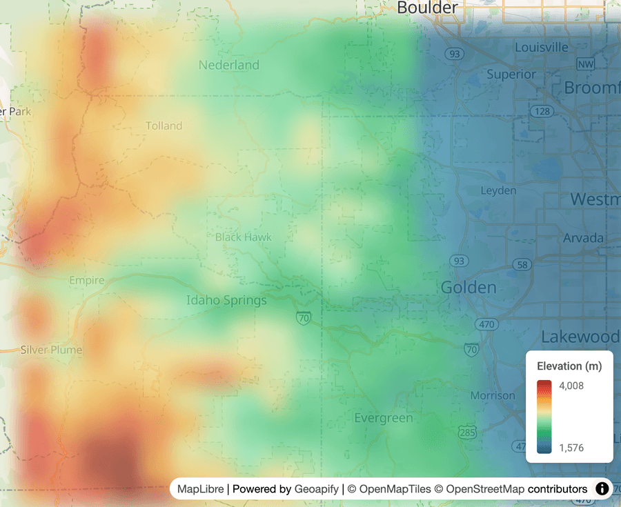 Elevation API interface for coordinate-based elevation lookup