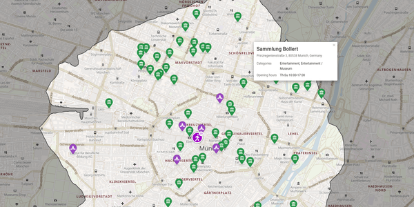 A map application example that shows tourist attractions