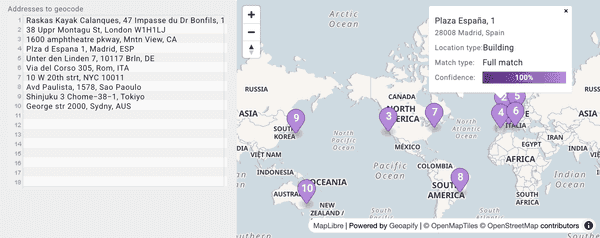Standardazed and geocoded addresses