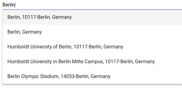 Location autocomplete field