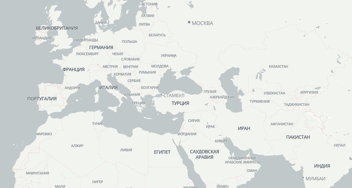 Set the language for map labels: the map is shown with Russian labels