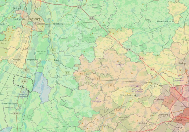 Administrative boundaries on a map