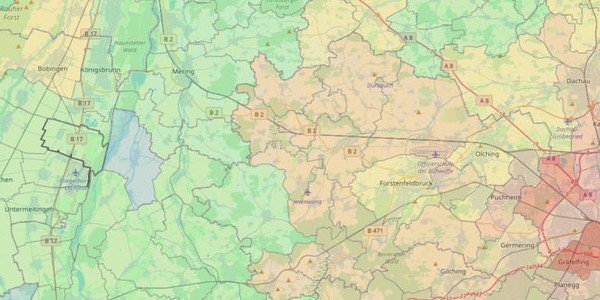 Administrative boundaries on a map