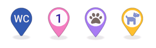 Icon or text content for map markers