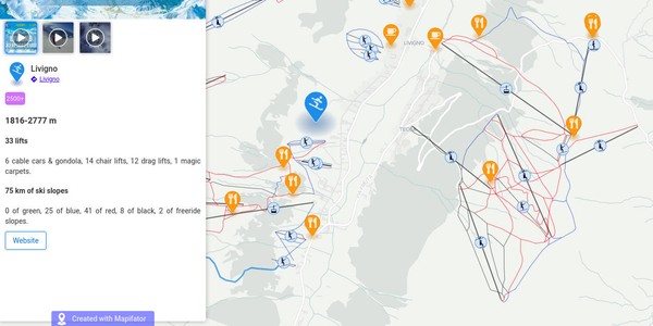 Thematic map of ski-resorts in the Alps region