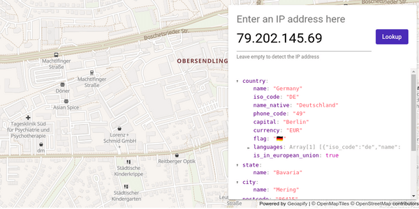 Find user location by IP address