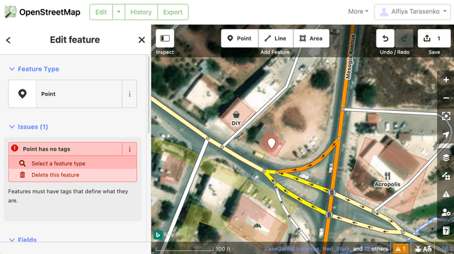 OpenStreetMap: adding a point