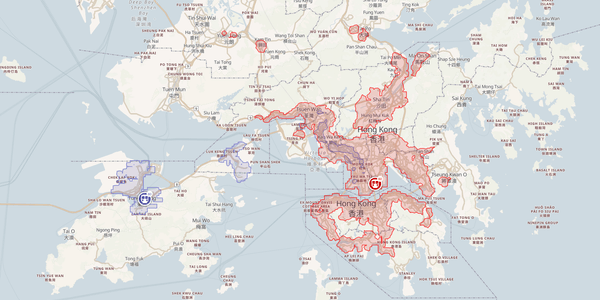 Hong Kong public transit isochrones