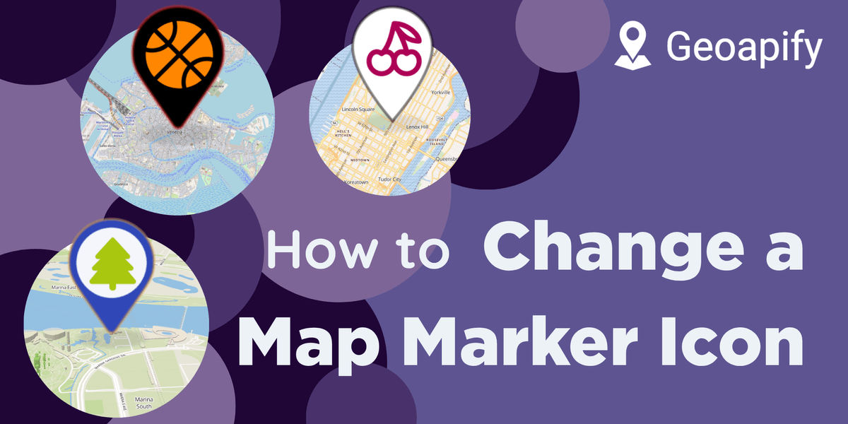Custom map marker icons on map previews with Geoapify branding
