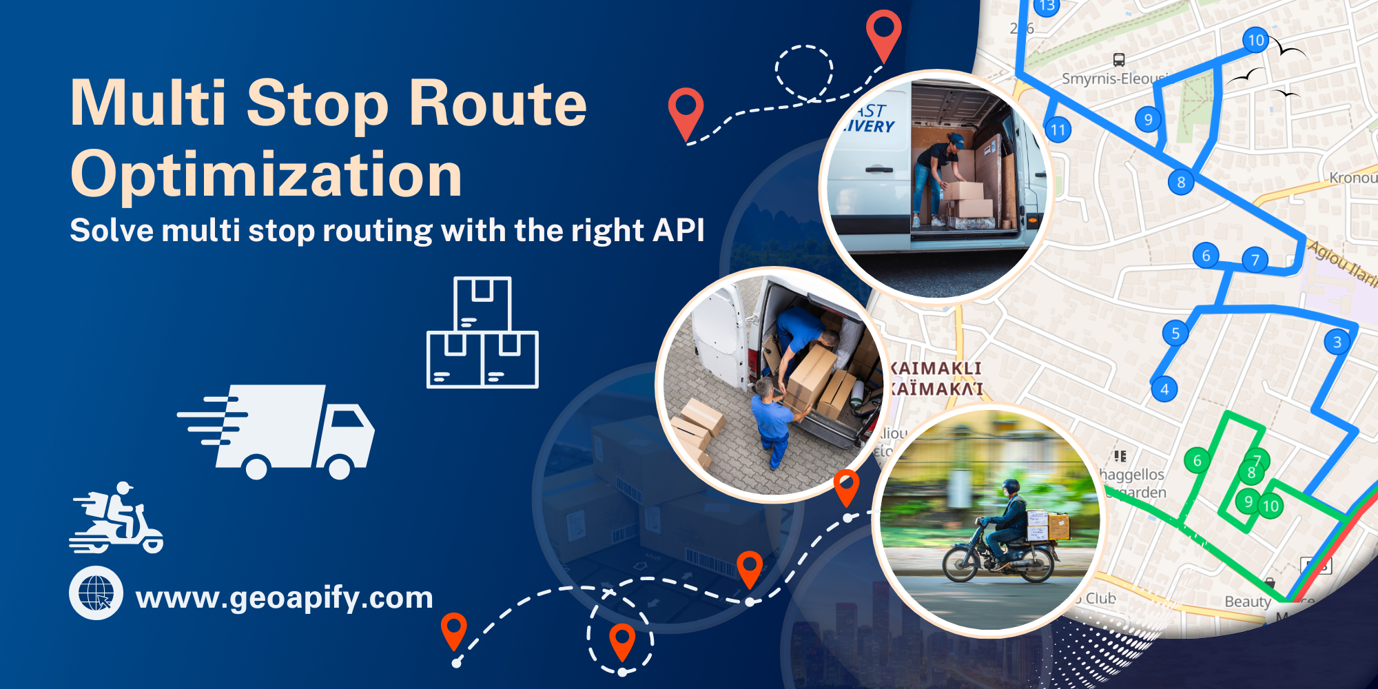 Multi Stop Route Planning & Optimization for Delivery | Geoapify